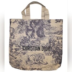 Christian Dior Gray and Beige Canvas Tote Bag - New